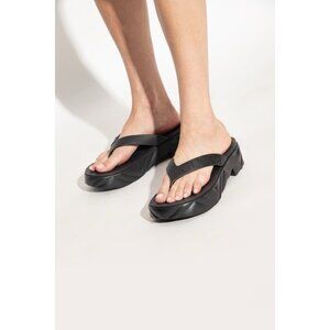 Gucci Logo Rubber Thong Platform Sandals Slip On Black Womens EU 36 US 6